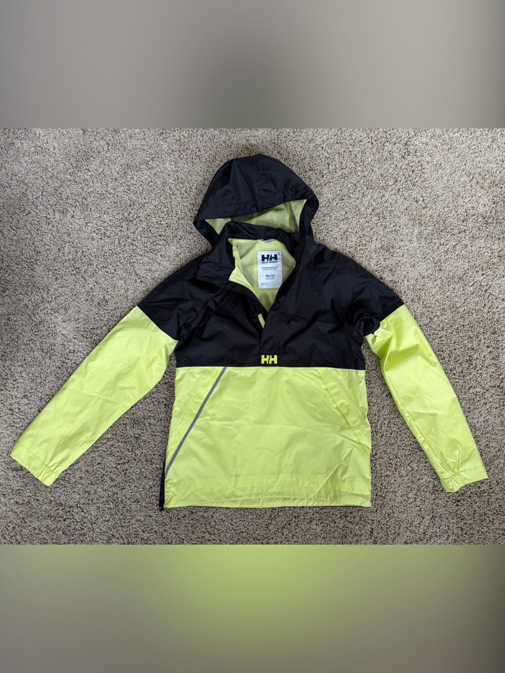 Helly Hansen Neon Yellow and Black Kids Hooded Swim Anorak